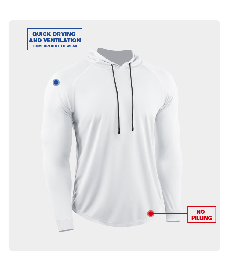 Casual Long Sleeve Men's Breathable Gym Fitness Hooded T Shirt