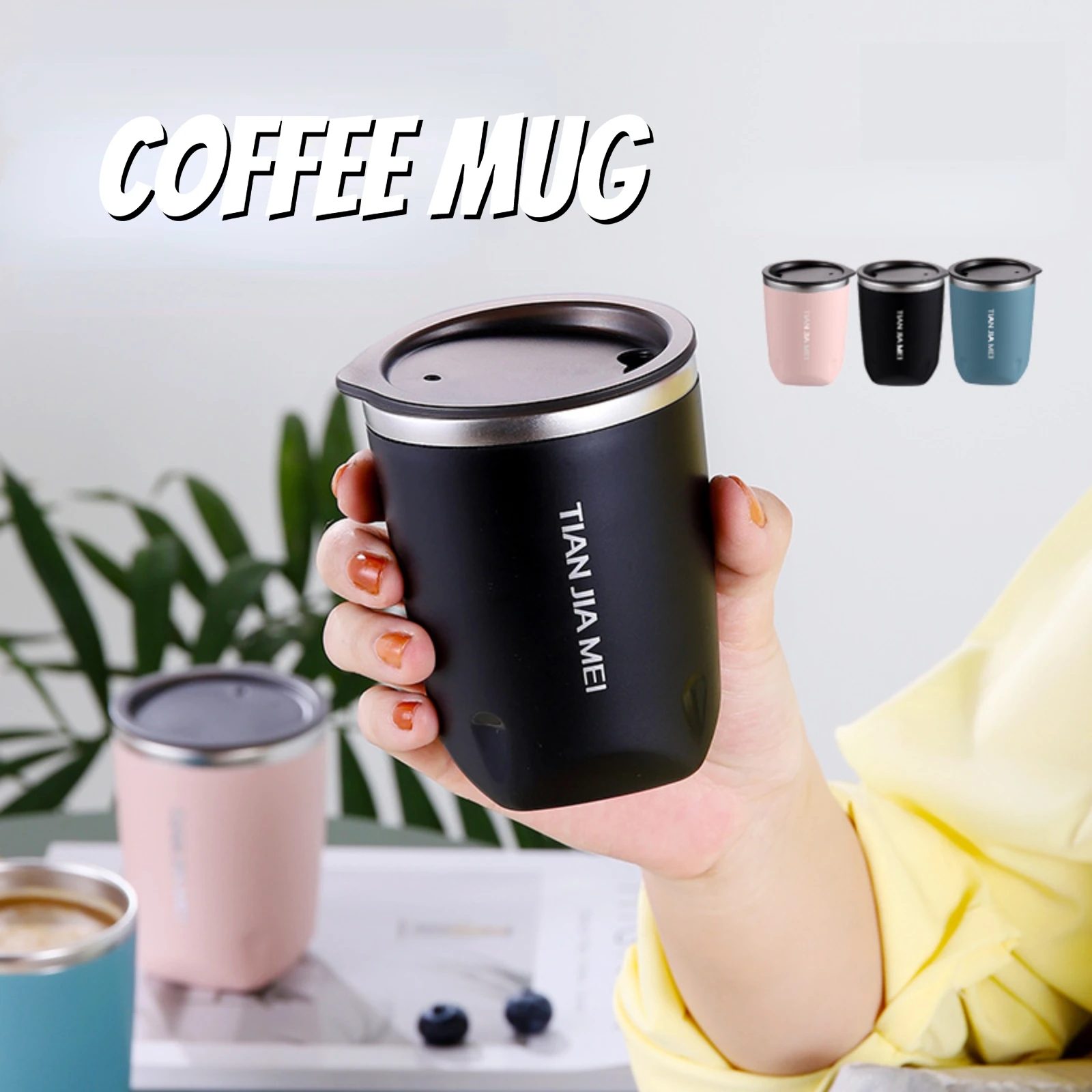 Double Wall 300ML Vacuum Insulated Travel Steel Tea Coffee Flask Thermos  Mug