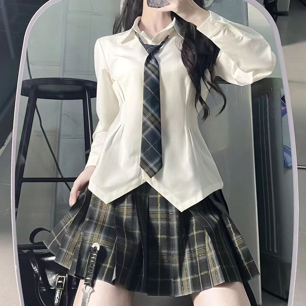 PROCOS Falda plisada a cuadros para mujer, con cintura baja, uniforme de  colegiala japonesa, talla de EE. UU