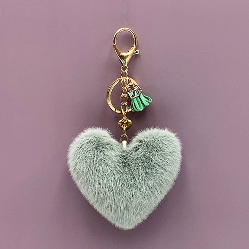 Fluffy Love Heart Pom Pom Keychain Pendant Cute Car Couple Keyring Ornament  Bag Purse Charm Accessories - Temu