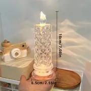 1pc battery powered led candle lamp with rose pattern refraction halo projection for birthday wedding and party decor glowing candle lights in more colors details 0