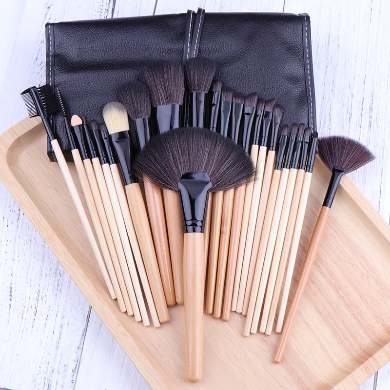 24pcs Synthetic Kabuki Foundation Brush Set with Brush Bag