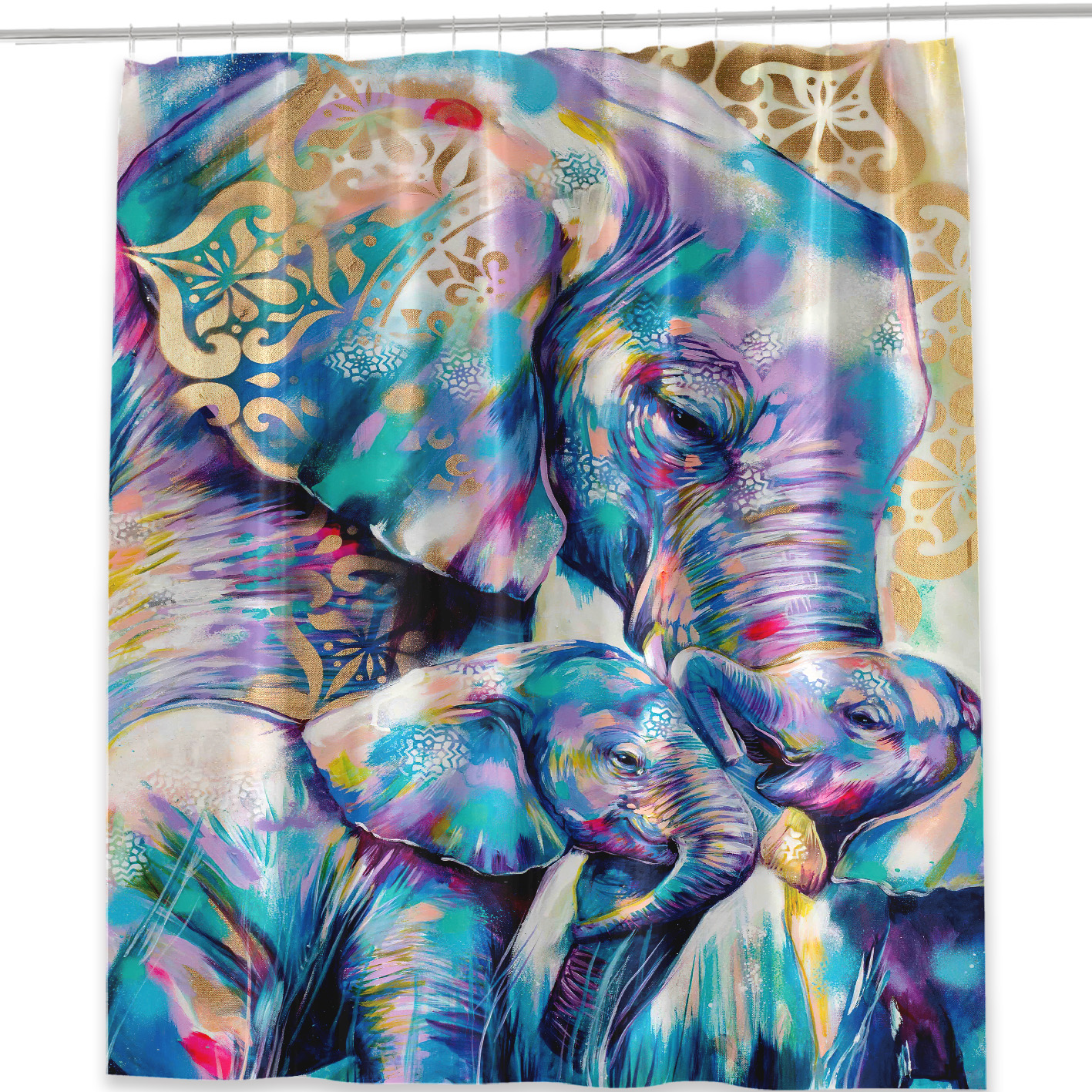 Colorful Elephant Decoration Shower Curtain Set Waterproof - Temu