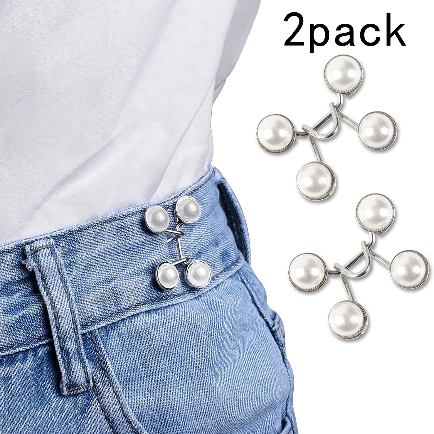 2pcs Set Jean Waist Tightener Adjustable Pant Button Pins Button For Jeans  Too Big Waistband Tightener Pants Clips For Waist No Sewing Required White, Free Shipping On Items Shipped From Temu