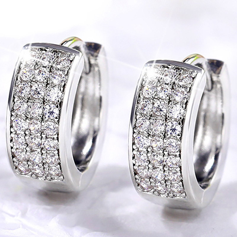 Image of Micro Inlay Synthetic Zirconia Huggie Hoop Earring For Women Daily Casual Accessories Engagement Wedding Party Jewelry