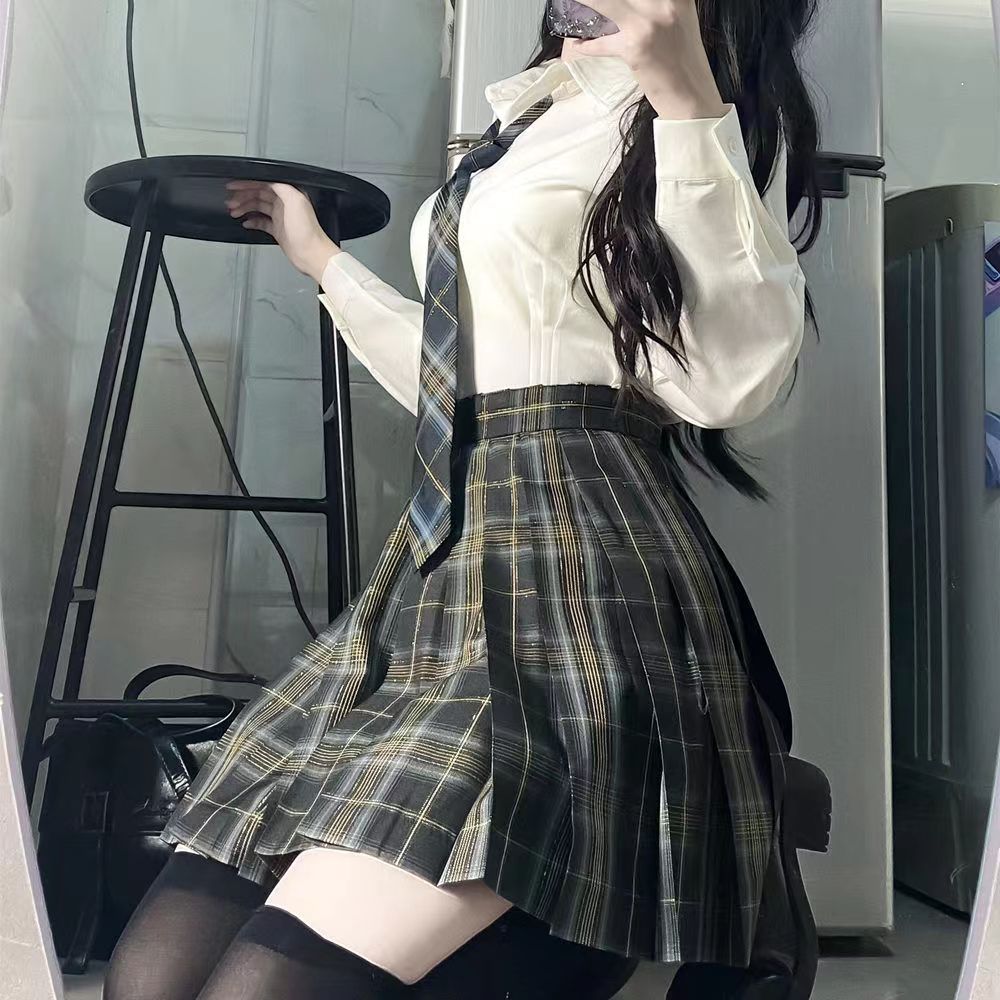 Plaid Pleated Skirt Tie High Waist Japanese School Girl - Temu New Zealand