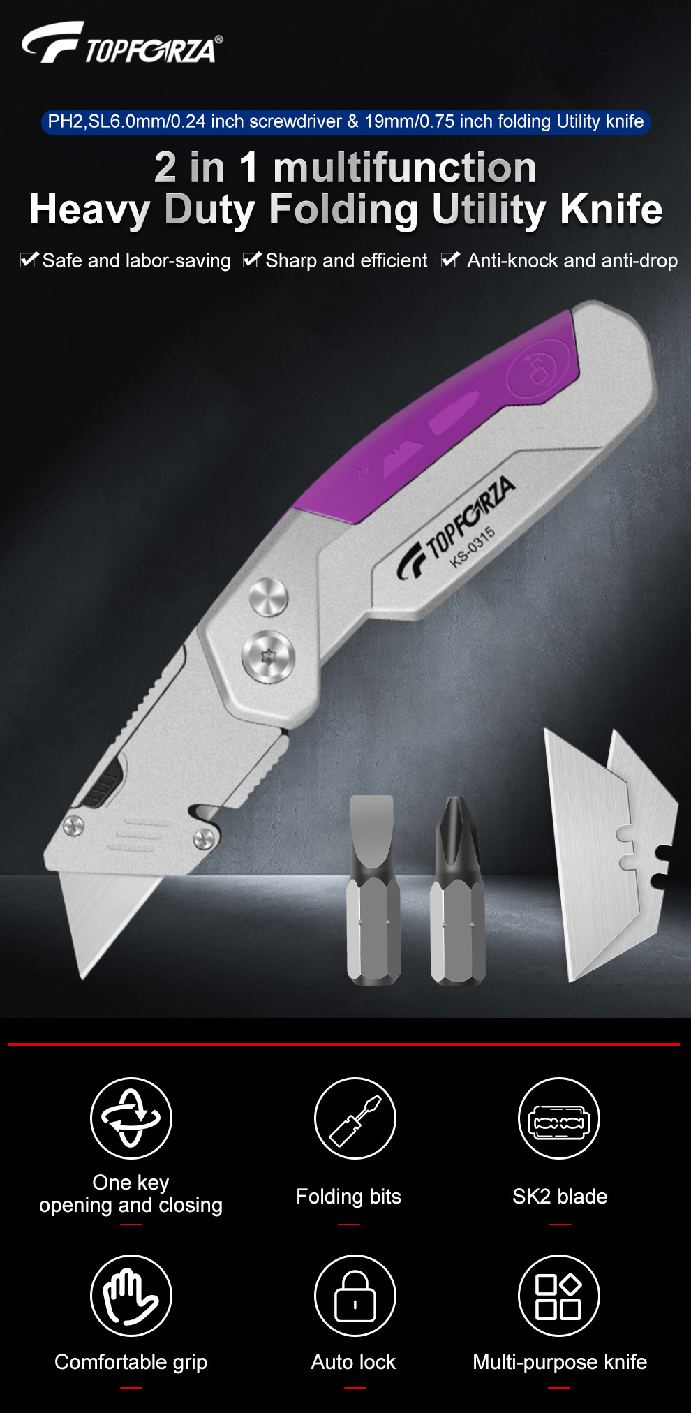 Folding Utility Knife With Screwdrivers Sk5 Heavy Duty - Temu