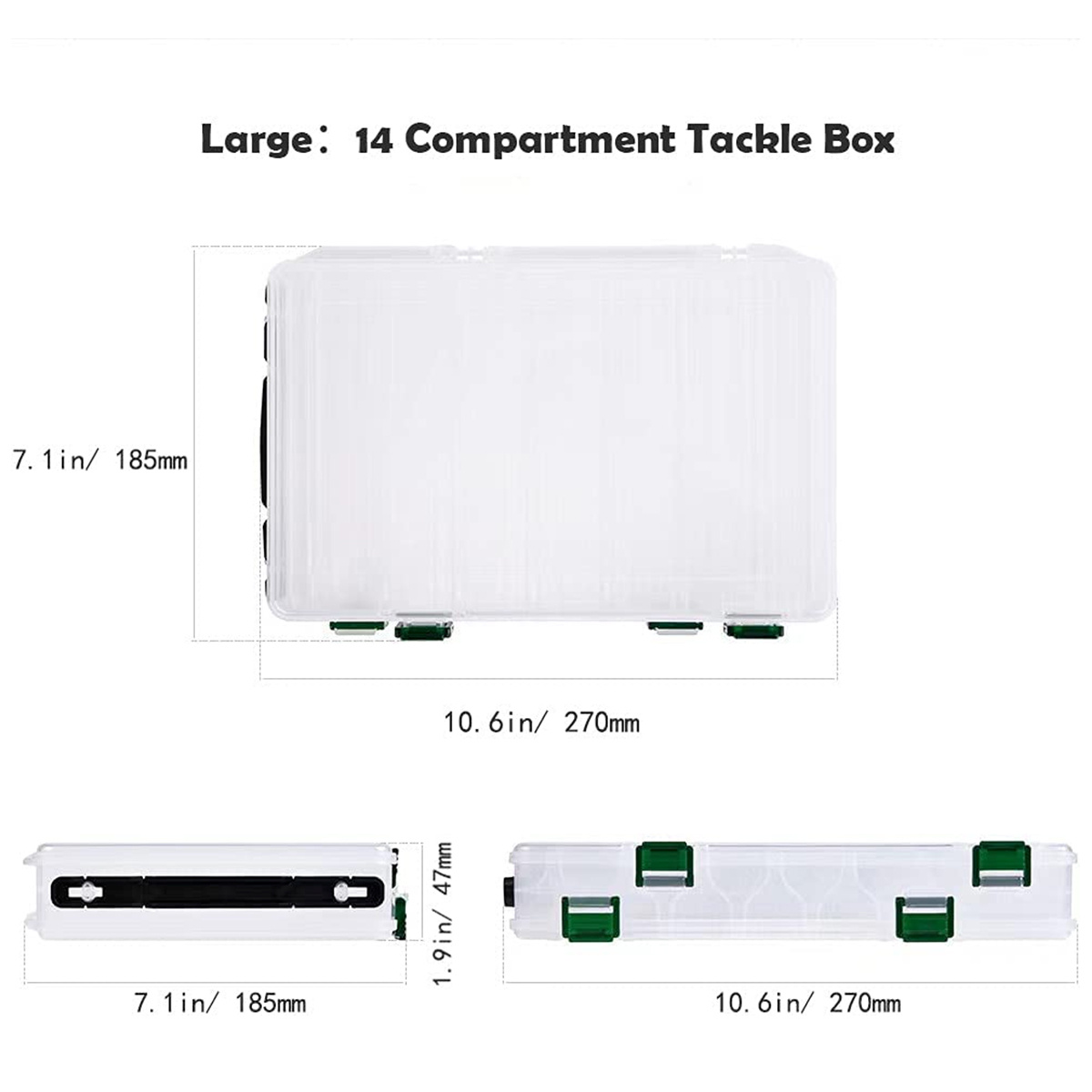 Image of Leodouble-sided Box, Clear Pvc Organizer With 10/14 Compartments, Hard & Jerk Storage Case For Kayak Ing, Durable Two-sided Design For & , Top Water S
