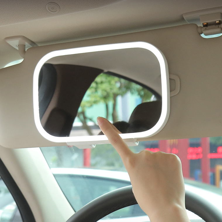Specchio per auto con luci a LED, visiera parasole specchio per il trucco  con sensore di tocco oscurante, specchio cosmetico portatile da viaggio per  auto accessori interni auto incorporata batteria : 