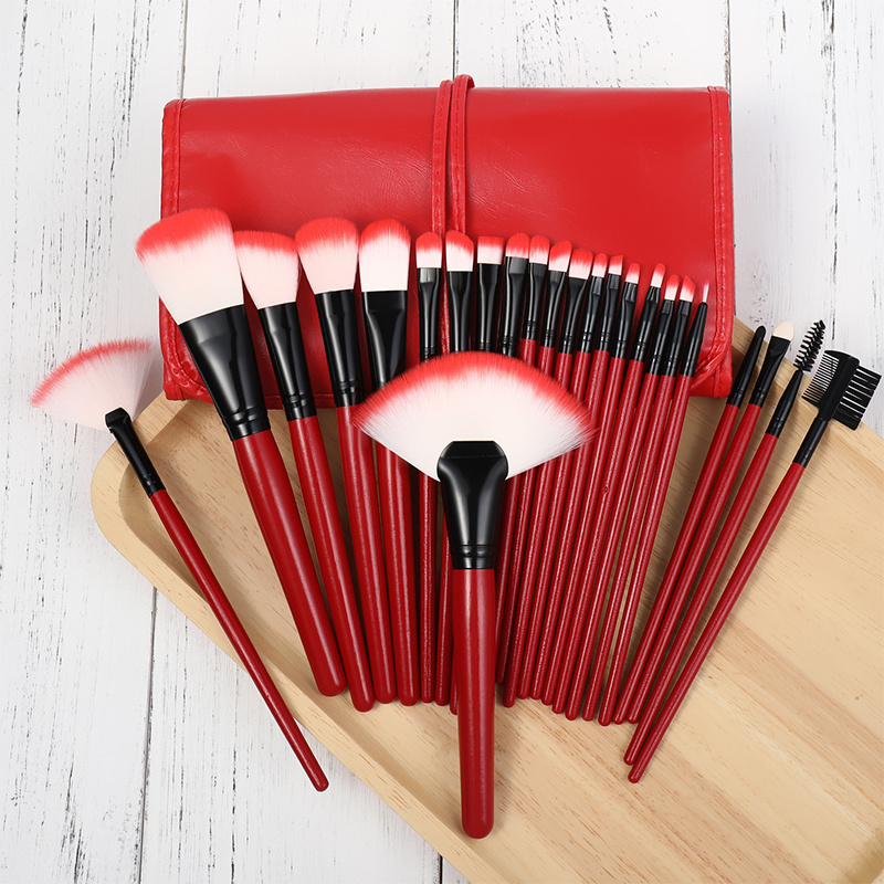 24pcs Synthetic Kabuki Foundation Brush Set with Brush Bag