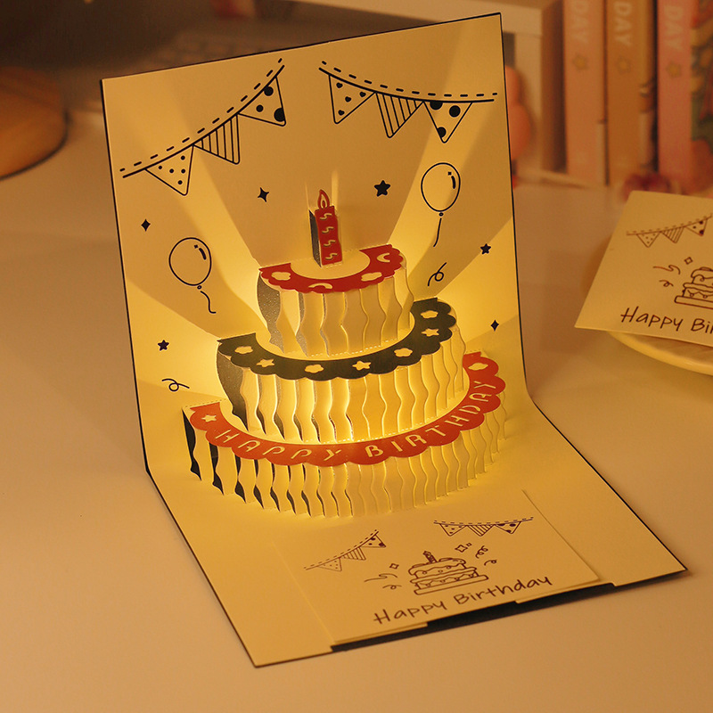 Carte d'anniversaire pop-up 3D Happy Birthday Carte pop-up Carte  d'anniversaire avec gâteau pour enfants maman femme homme papa collègues :  : Fournitures de bureau