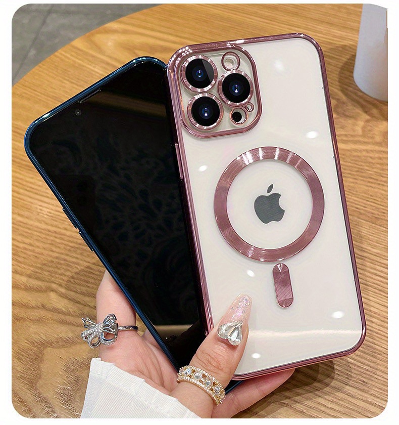 luxury wireless charging transparent magnetic case for iphone 14 13 12 11 pro max soft cover 14plus details 4