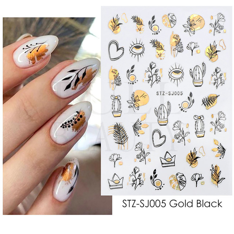  12 Sheets Retro Flower Nail Art Stickers Decal,Nail Supplies 3D  Self-Adhesive Nail Decals Leaves Vintage Flower Vine Letters Black White Nail  Design Sticker for Girl Women DIY Nail Accessories Craft
