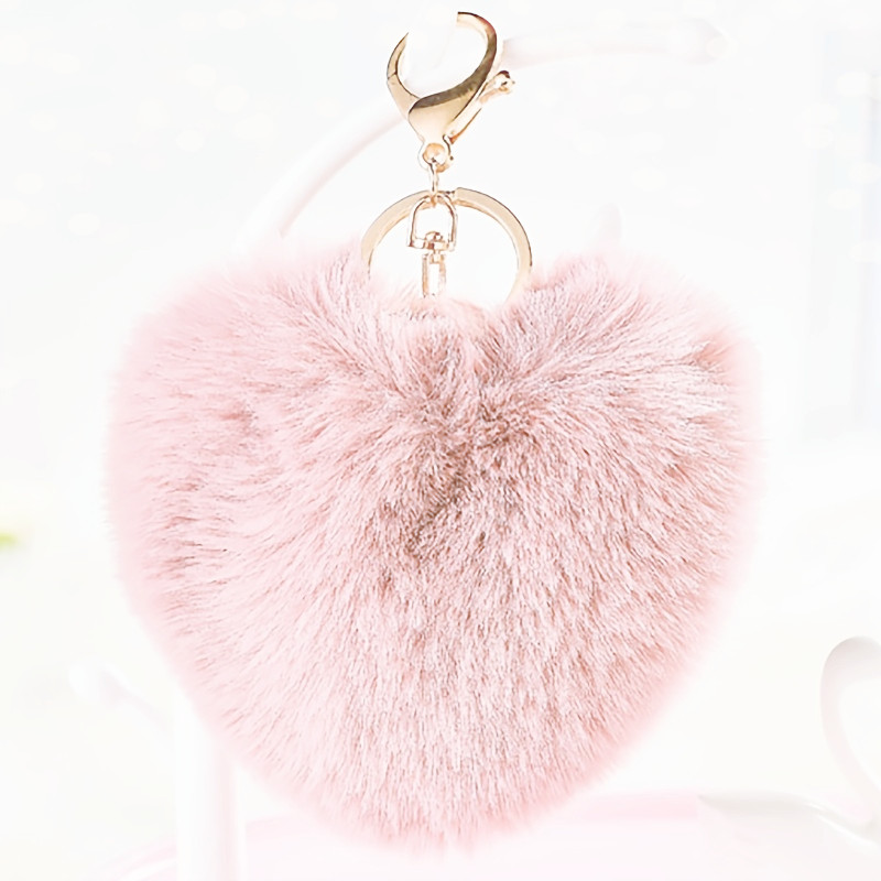 Heart Plush Pom Pom Keychain Fashion Cute Colorful Bag Key Chain Keyring  Ornament Bag Purse Charm Accessories - Temu