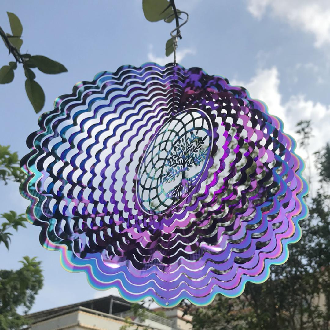 Beautiful 3D Hanging Wind Spinner - Outdoor Decor for Garden Wind Chimes,  Metal Yard Spinners, and Tree of Life Gifts with 360° Rotating Hook