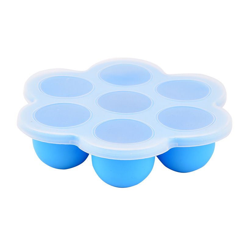 7 Holes Reusable Silicone Baby Food Freezer Tray Crisper Egg Bite Mold BPA  Free Storage Baby Food Storage Containers With Lid