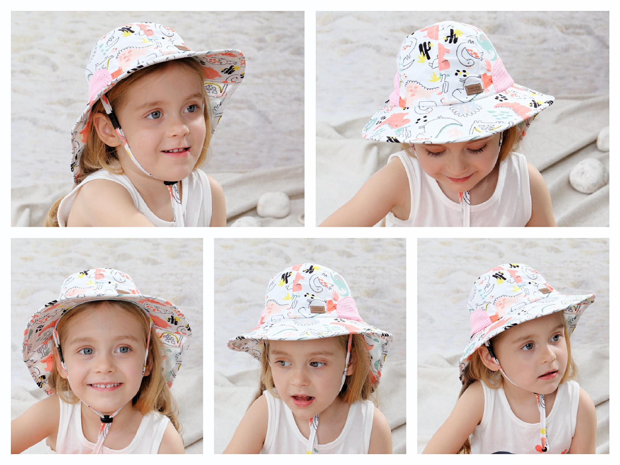 Girls Casual Cute Cartoon Graffiti Print Hats Wide Brim Sun Protection Hats  With Drawstrings For Outdoor Upf50+ - Temu