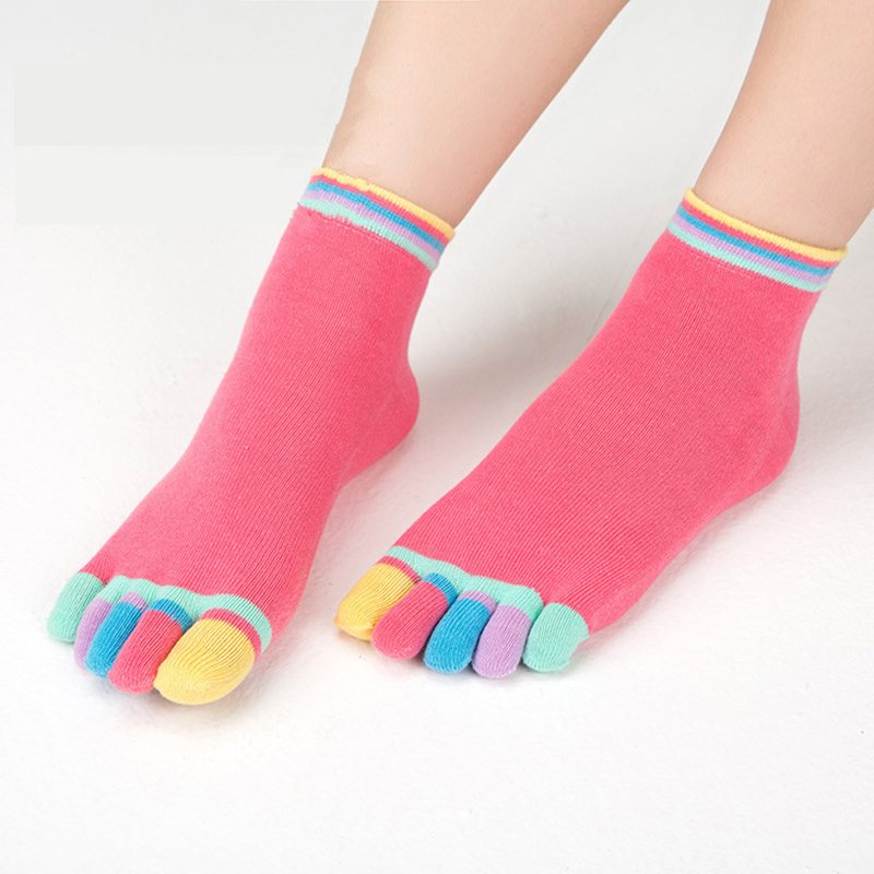 Rainbow Color Yoga Socks Five toe Split Non Slip Ankle Socks