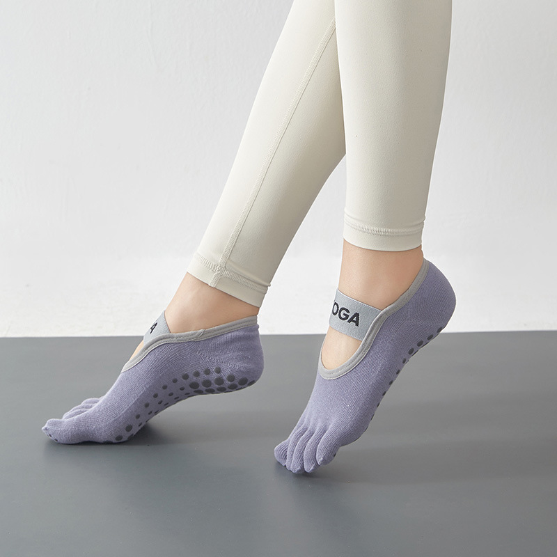 Non Slip Grippers Socks Five Toe Split Backless Boat Socks For Yoga Barre Ballet