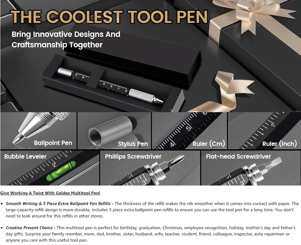 Goxawee 6 in 1 Multitool Pen: Perfect Gift Men Dad Teachers! - Temu