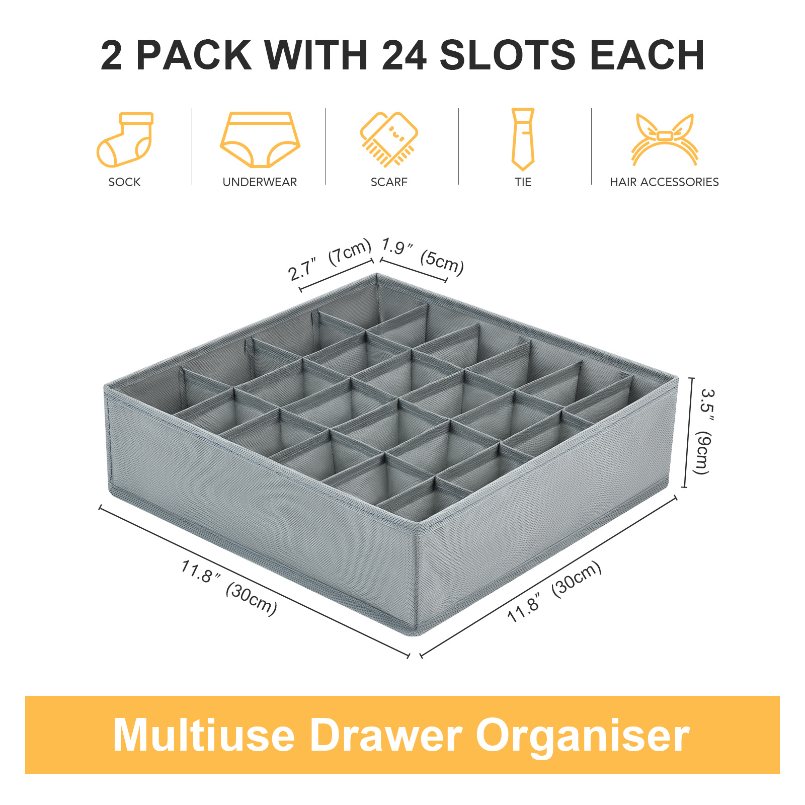 Organizador de cajones, (gris) 24 piezas divisores de cajones