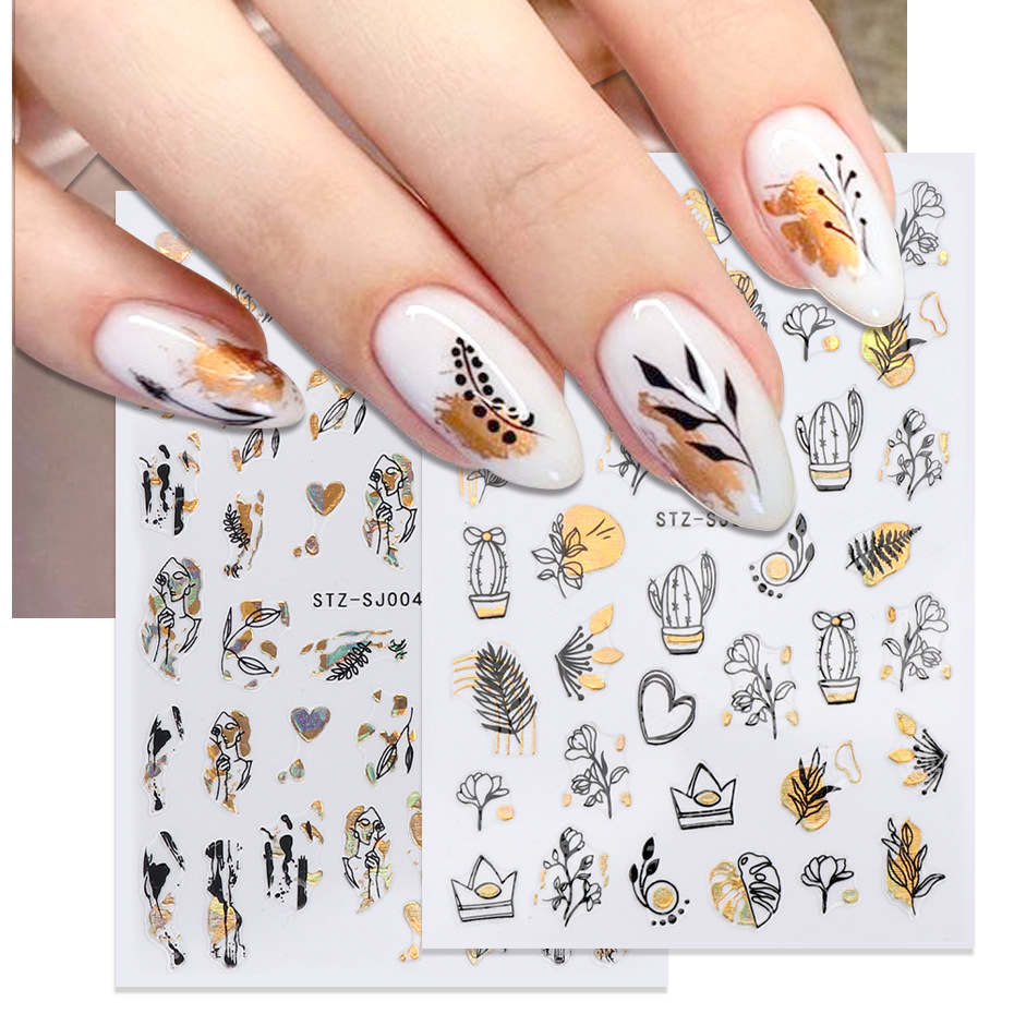  12 Sheets Retro Flower Nail Art Stickers Decal,Nail Supplies 3D  Self-Adhesive Nail Decals Leaves Vintage Flower Vine Letters Black White Nail  Design Sticker for Girl Women DIY Nail Accessories Craft