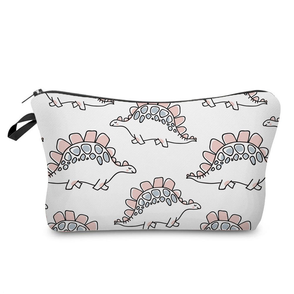 Dino Pattern Zip Storage Bag Lightweight Makeup Pouch
