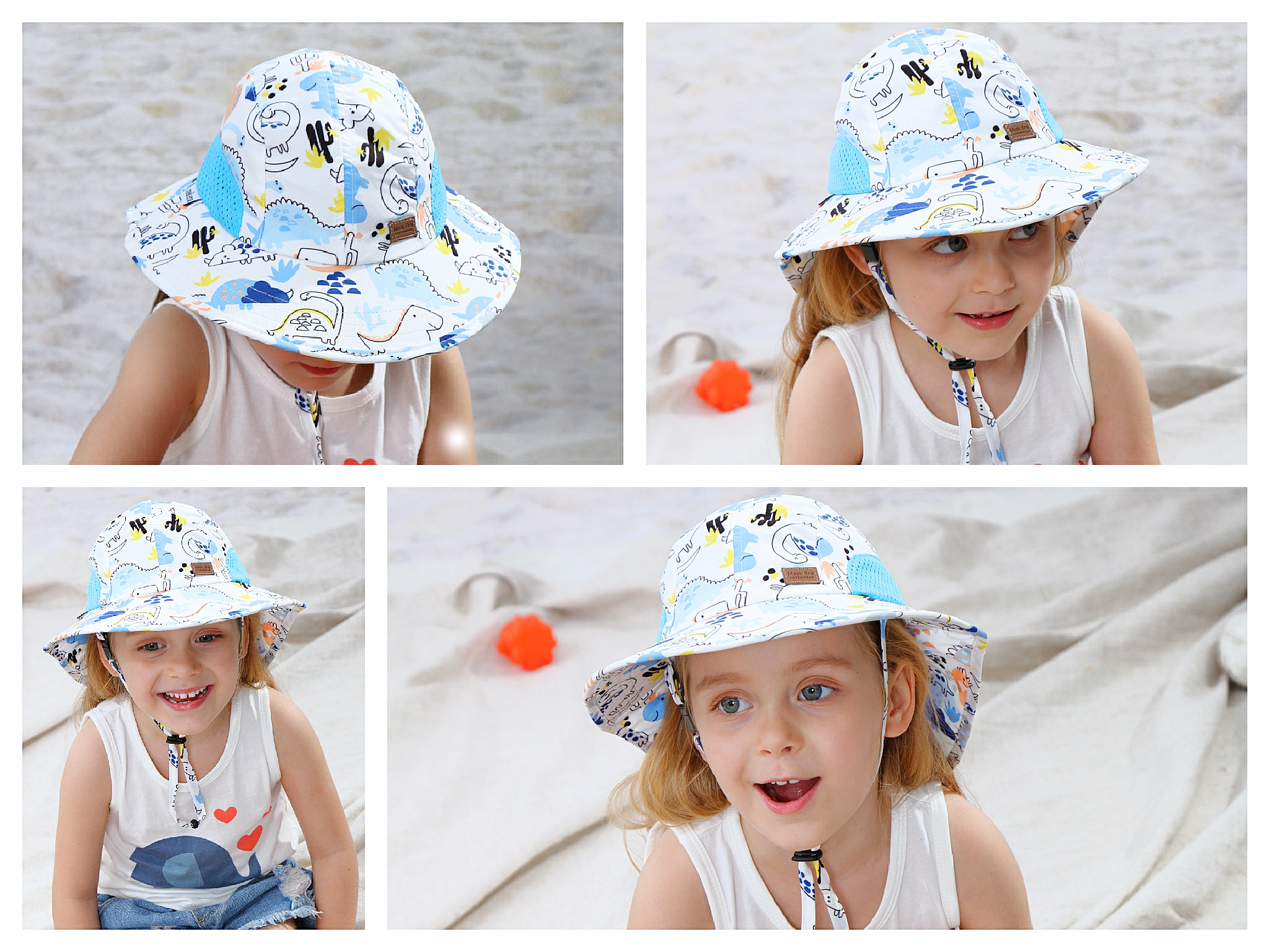 Girls Casual Cute Cartoon Graffiti Print Hats Wide Brim Sun Protection Hats  With Drawstrings For Outdoor Upf50+ - Temu