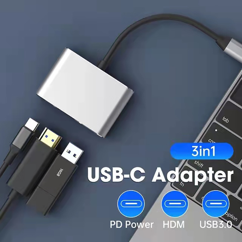 3 in 1 type c to 4k hdtv compatible usb 3 1 charging adapter usb c hub usb 3 1 dock station splitter for macbook air pro for laptops details 3