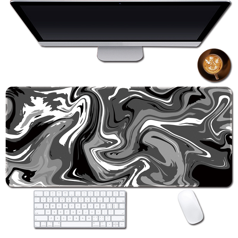 Grand tapis de souris noir et blanc 100x50cm, pour ordinateur, jeu  d'entreprise, bureau, Art abstrait