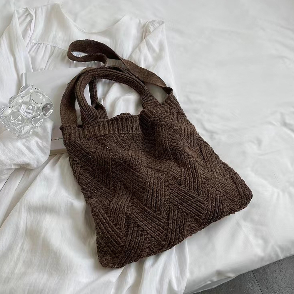Yesbay Women Shoulder Bag Crochet Heart Pattern Large Capacity Vintage Hollow Out Handbag Tote Bag for Outdoor, Women's, Orange