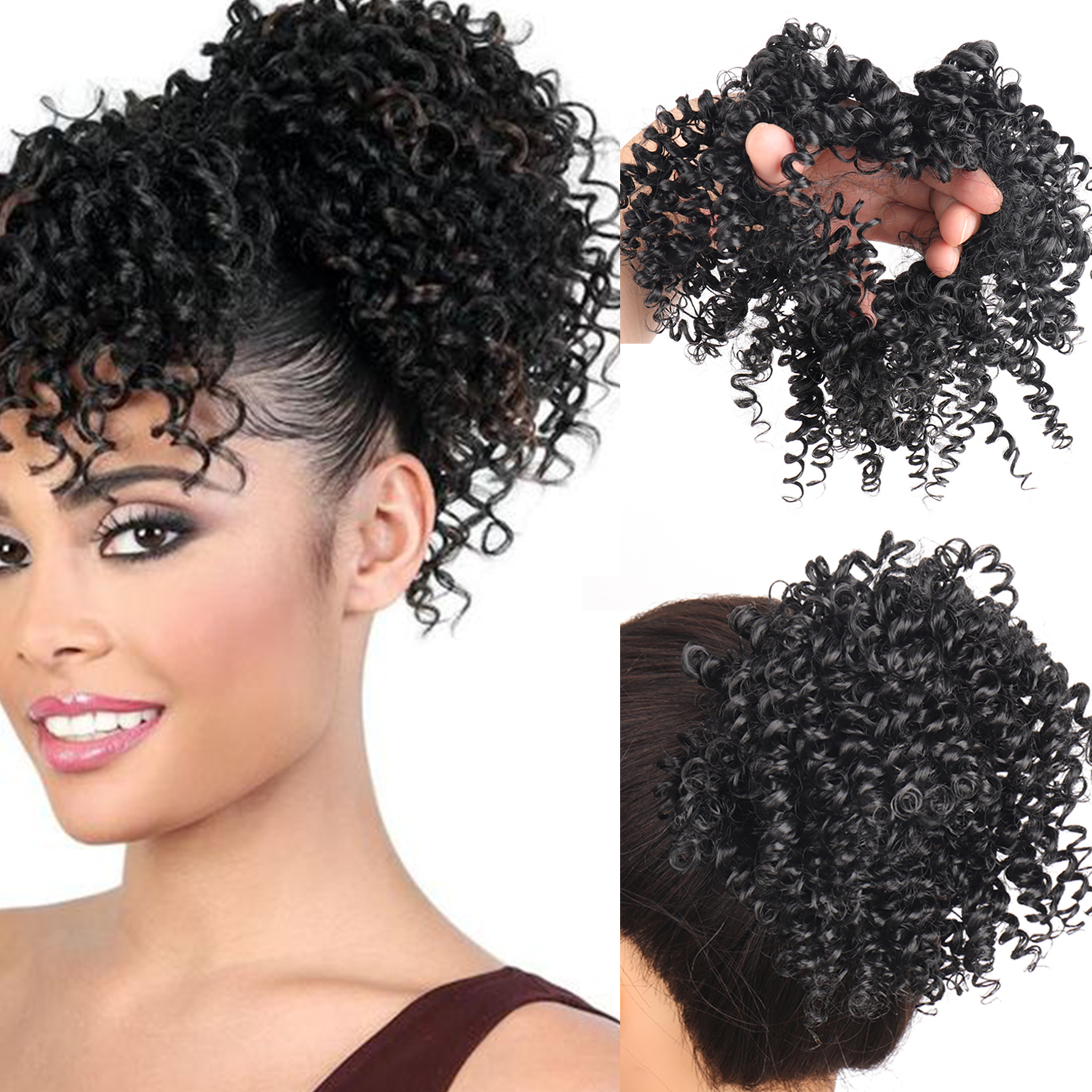 Messy Hair Bun Elastic Kinky Curly Hair Extension Short Temu