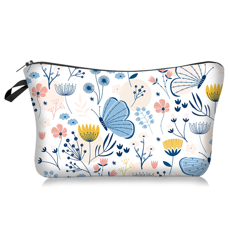 Butterfly Pattern Zipper Storage Bag Lightweight Cosmetic Makeup Pouch