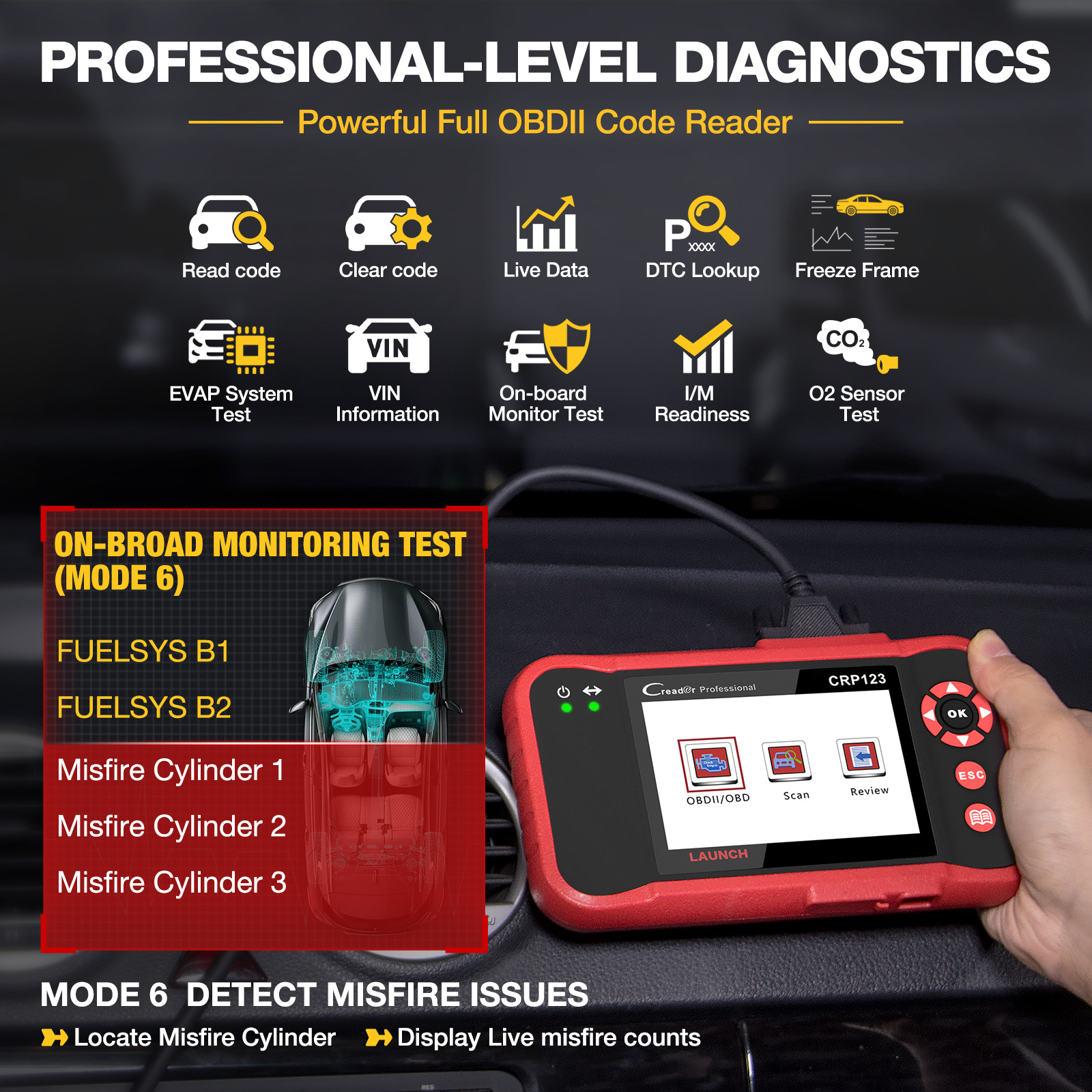 Professional Automotive Scanner: Launch X431 Crp123 Obd2 - Engine, Abs, Srs  & At Code Reader - Lifetime Free Updates! - Temu