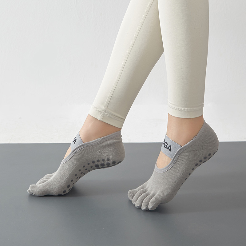 Non Slip Grippers Socks Five Toe Split Backless Boat Socks For Yoga Barre Ballet