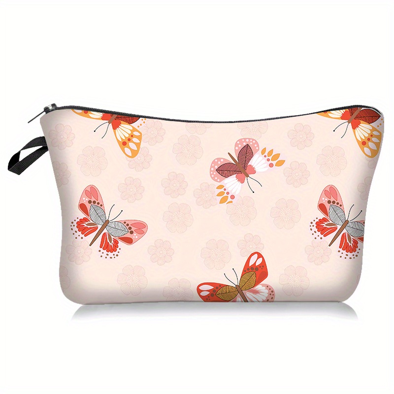Butterfly Pattern Zipper Storage Bag Lightweight Cosmetic Makeup Pouch