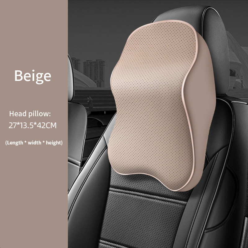 PU Leather Car Pillows Headrest Neck Cushion Support One Pair Seat