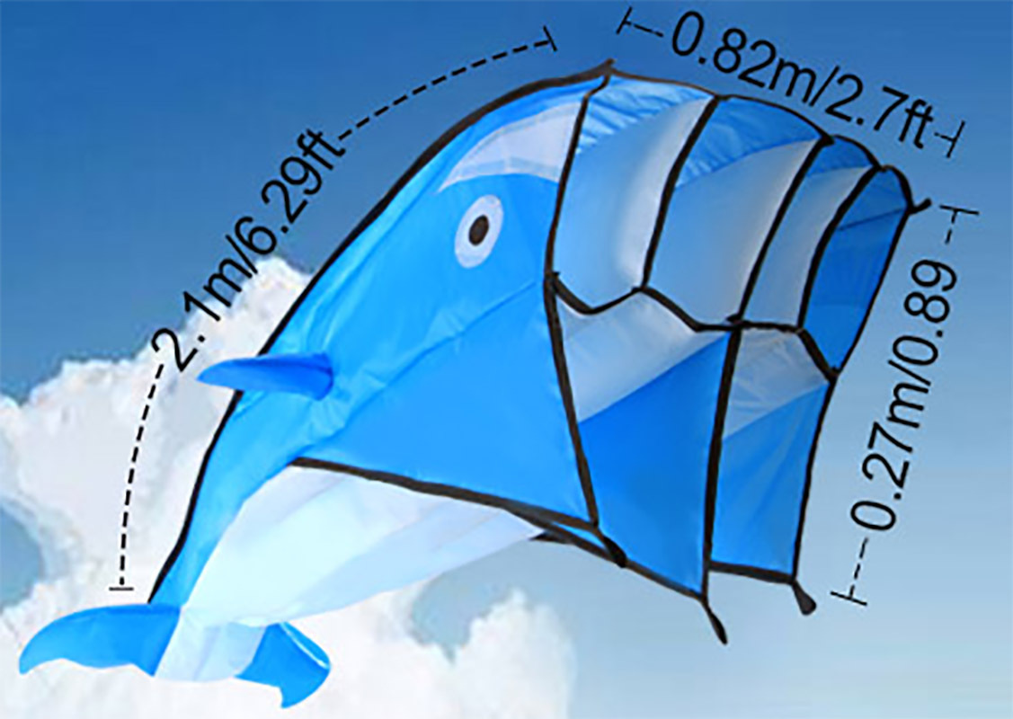 Large Dolphin Blue Kite With Rope, Frameless Soft Parafoil Giant 3d Kite  Breeze Beach Kites For Outdoor Beach Children Kids Adults - Temu United  Kingdom