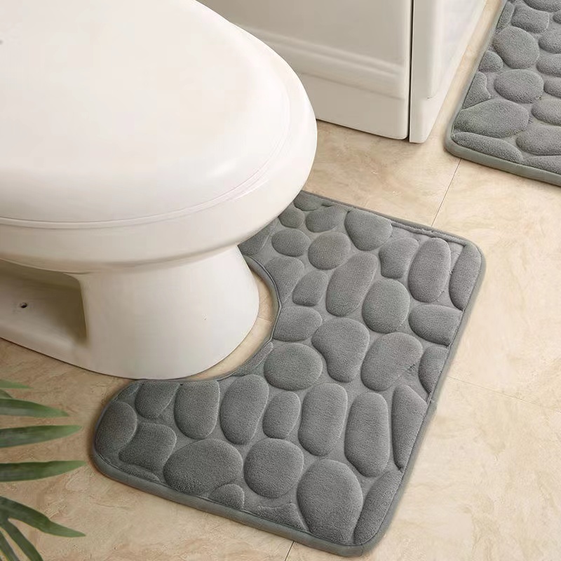 3Pcs Flannel Bathroom Mat Set Hydrophilic Toilet Carpet Washable Kitchen Floor  Rug Anti-Slip Shower Room Mat 