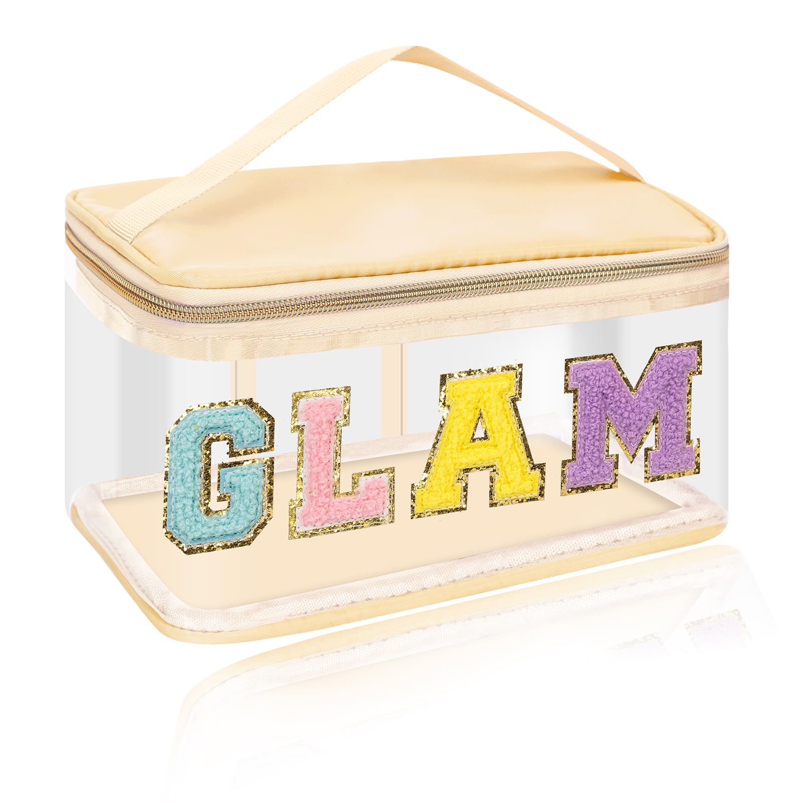 Preppy Patch Makeup Bag Chenille Letter Glam Cosmetic Pouch - Temu