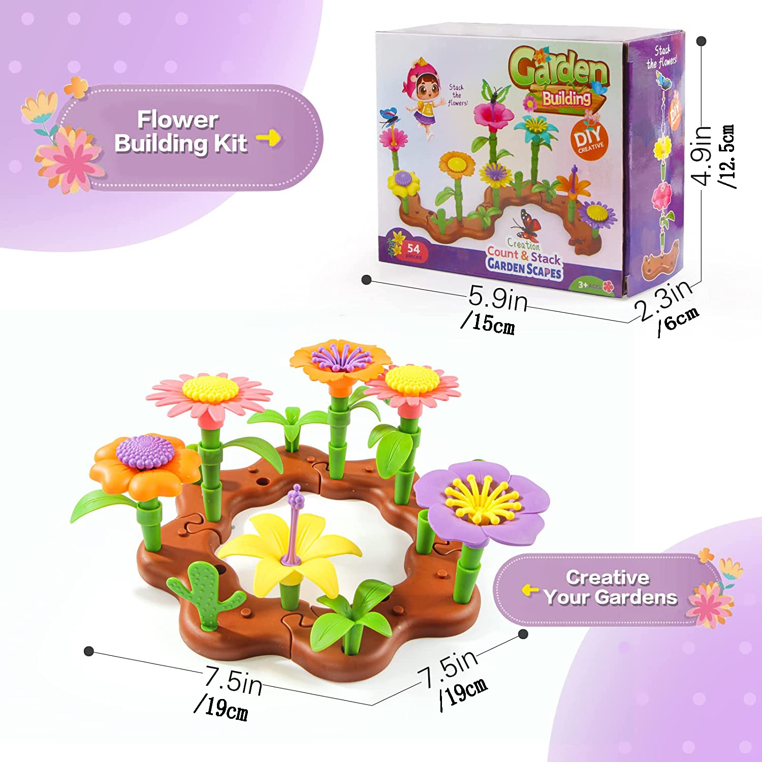 Gojmzo 150 juguetes de construcción de jardín de flores para regalos de  cumpleaños de niñas de 2, 3, 4, 5 años, juguetes para niñas de 2 a 3