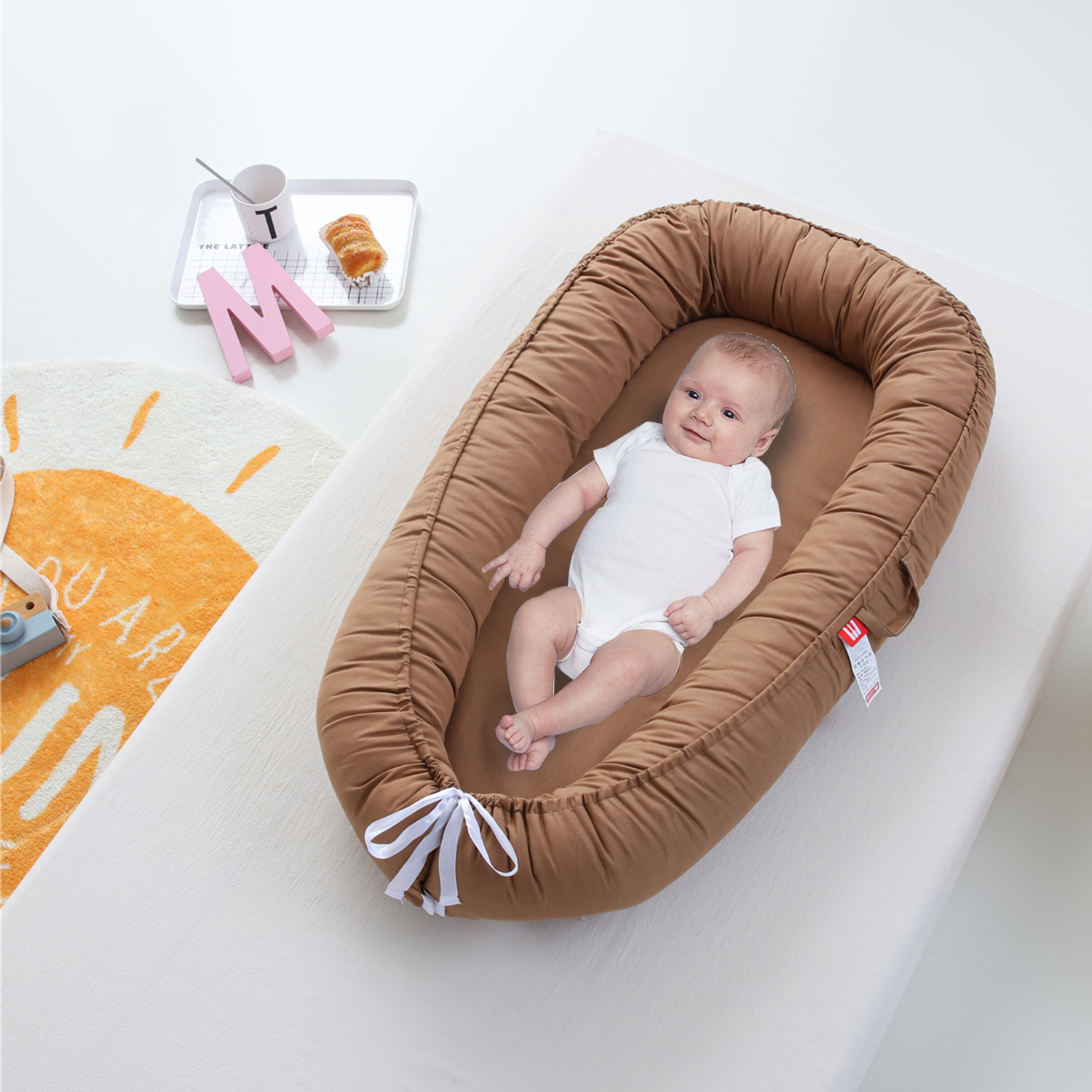  Tumbona para bebé para recién nacido, tumbona para recién  nacidos de 0 a 12 meses, tumbona transpirable y portátil, asiento ajustable  de algodón suave para el suelo del bebé para viajes