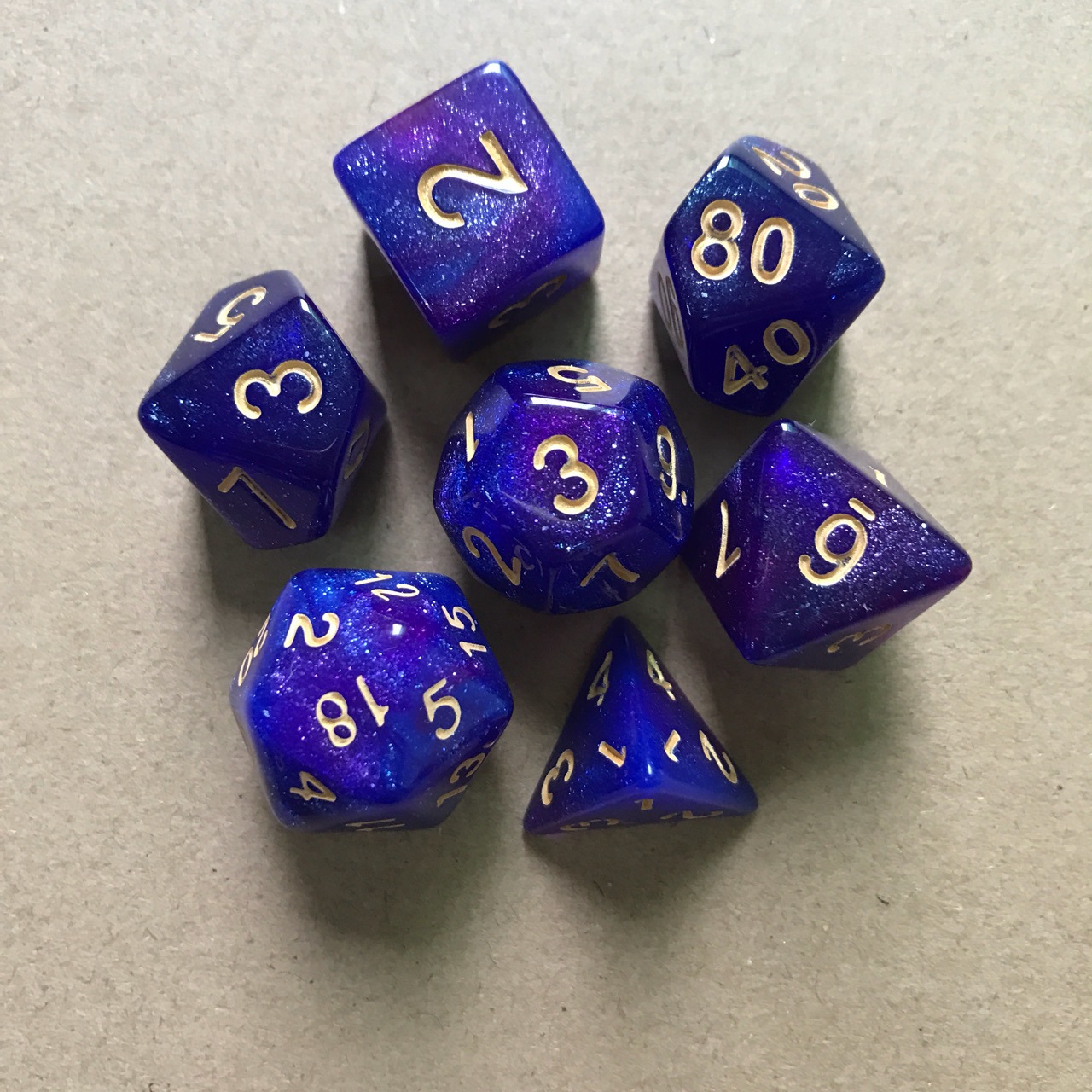 7pcs Starry Sky Two Polyhedral Dice Set Board Game Dice Set