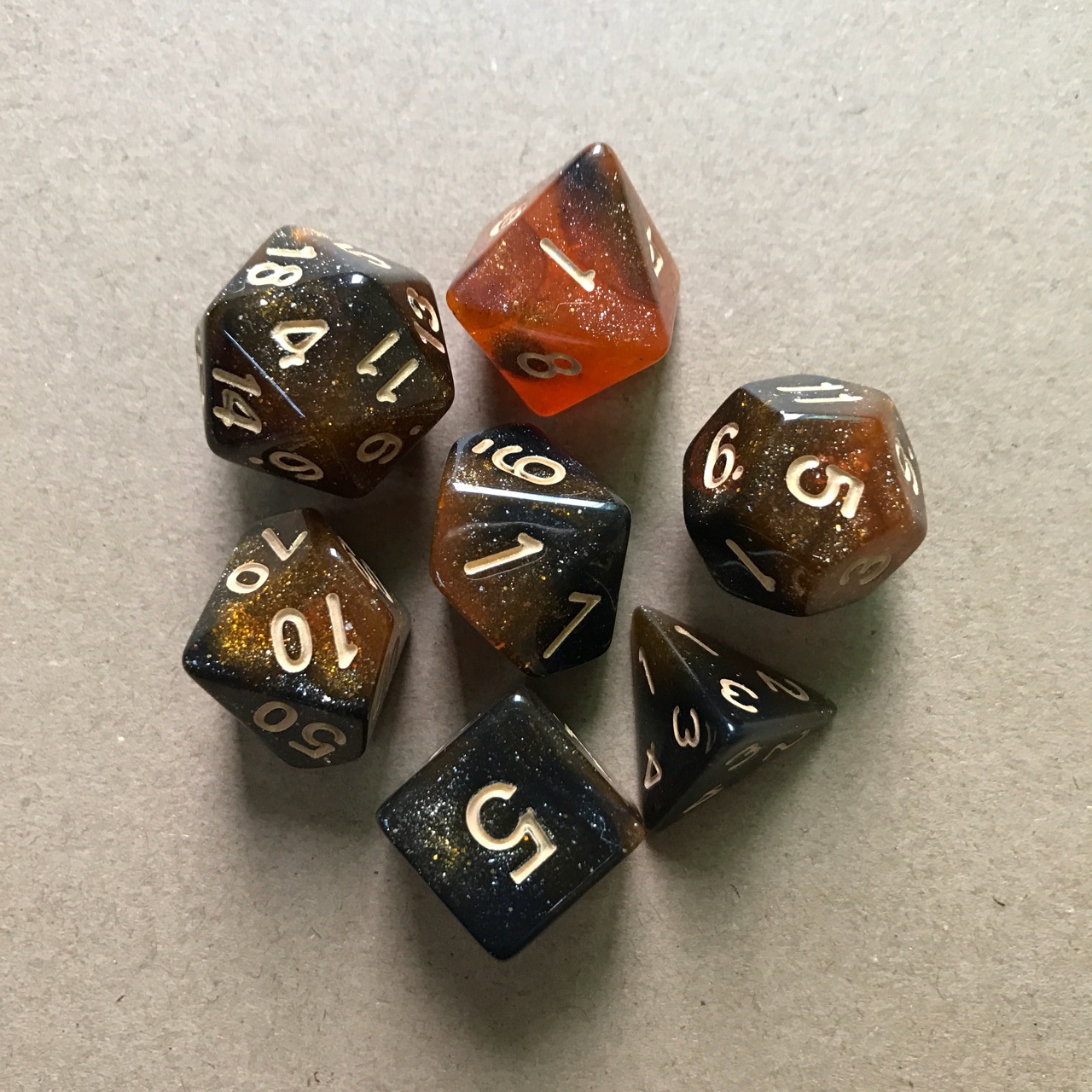 7pcs Starry Sky Two Polyhedral Dice Set Board Game Dice Set