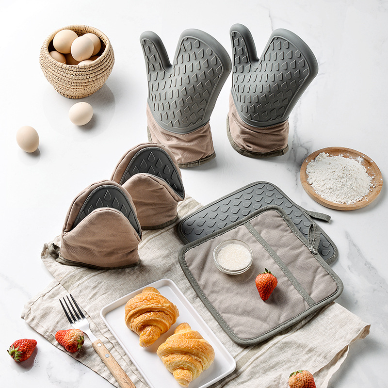 1 hand Bake Silicone Gloves Microwave Oven Baking Gloves Kitchen Anti-scald  Anti-slip Silicone BBQ