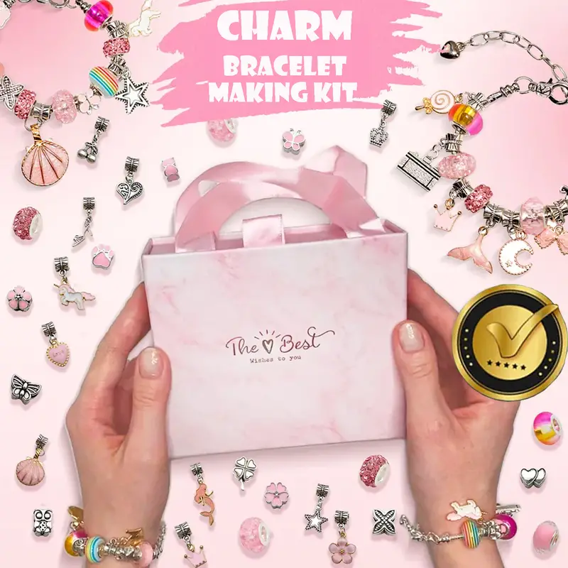 Charm Bracelet Making Kit, Jewelry Making Supplies Beads,Unicorn/Mermaid  Crafts Gifts Set