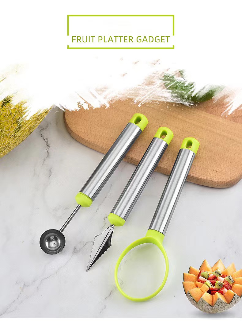 1pc multifunctional fruit tool ball digger stainless steel corrugated  carving knife kitchen accessories kitchen gadgets