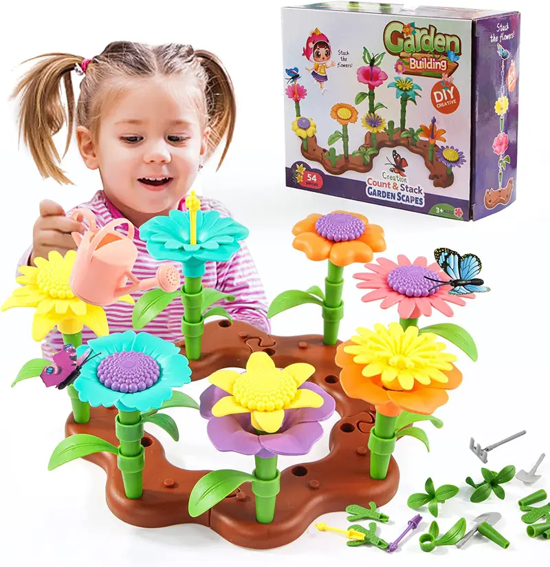 Juguetes de construcción de jardín de flores, juguete para niñas de 4 5 6  años, regalos de Navidad y cumpleaños para niños pequeños de 4 a 6 años, jug