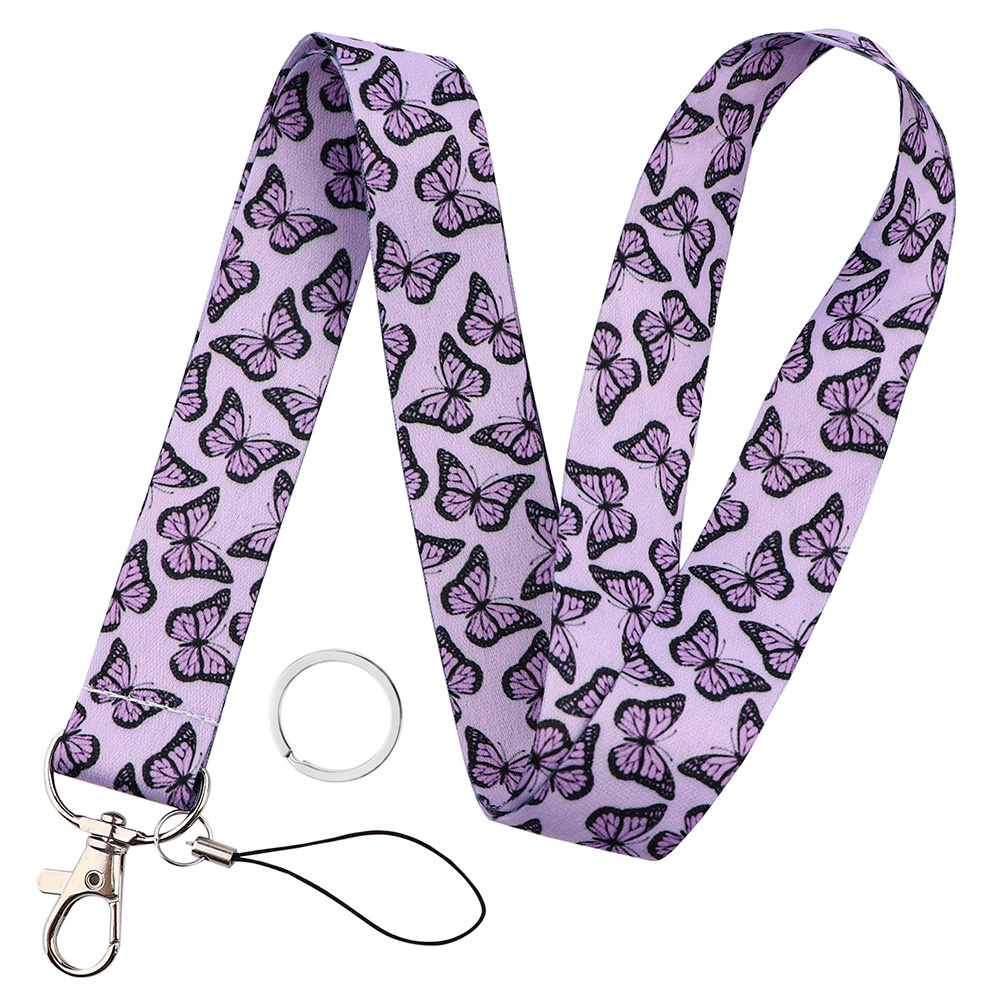 1PCS Neck Strap Lanyard Safety Metal Clip ID Badge Lanyard for Business Id  Key (Purple)