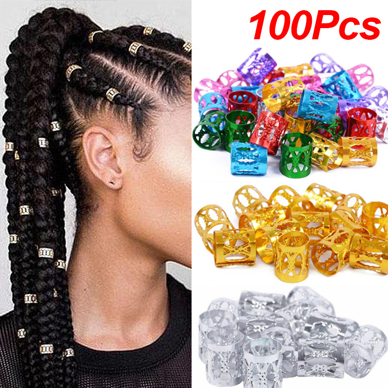 50pcs/lot Dreadlocks Hair Ring Hair Braid Beads Hair Braid Dread Dreadlock  Beads Cuffs Clips Approx 5mm Hole